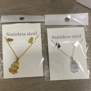 Labubu Gold and Silver Stainless Steel Necklaces bundle